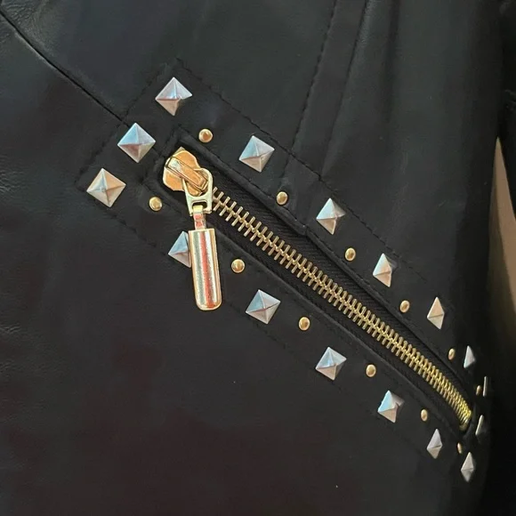 #178 NWOT, Original by Sharif Black Studded Leather Jacket. Size 1X - Picture 5 of 14